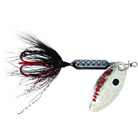 Wordens Rooster Tail InLine Spinner, 2, 116 Oz Treble Hook, Black With Red Hook 206R-BL